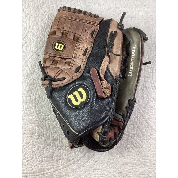 Vtg Wilson Elite Custom Fit Softball Glove Black/Brown Leather Adult Right Hand - Picture 1 of 7